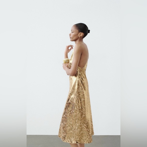 NWT Zara Gold Zebra Print Maxi Dress
Small Cross Back Detail - Picture 7 of 10
